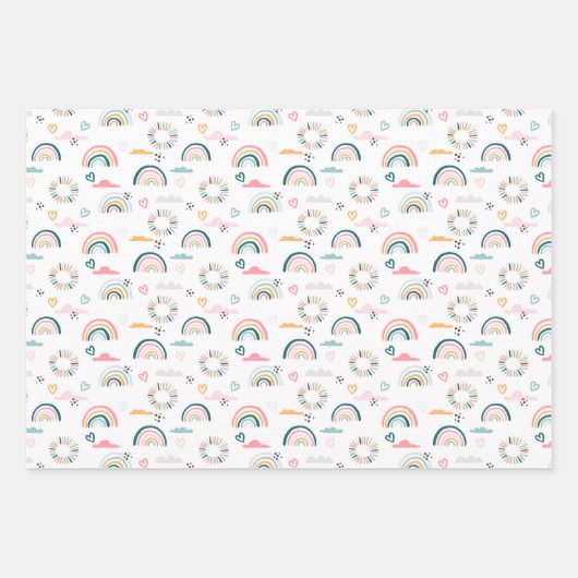 Rainbows & Herz-Muster Geschenkpapier Set (Vorderseite 2)