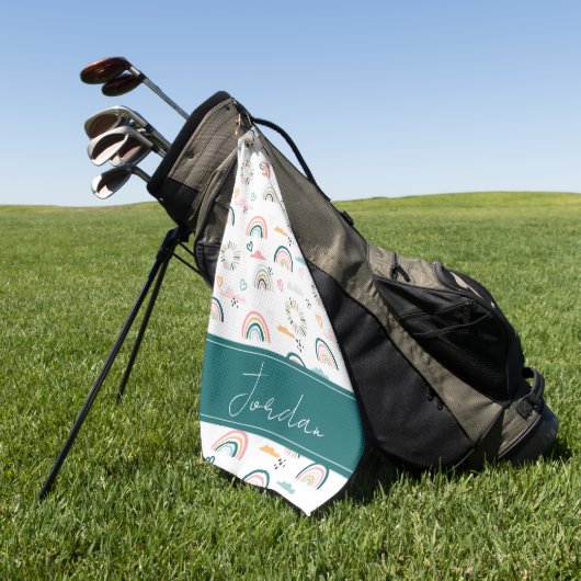Rainbows & Herz-Muster Golfhandtuch (Gras)