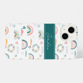 Rainbows & Herz-Muster iPhone Hülle (Rückseite (Horizontal))