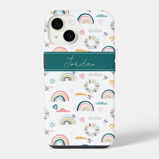 Rainbows & Herz-Muster iPhone Hülle (Rückseite)
