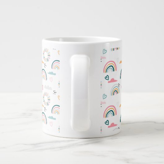 Rainbows & Herz-Muster Jumbo-Tasse (Rückseite)