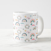 Rainbows & Herz-Muster Jumbo-Tasse (Vorderseite Rechts)
