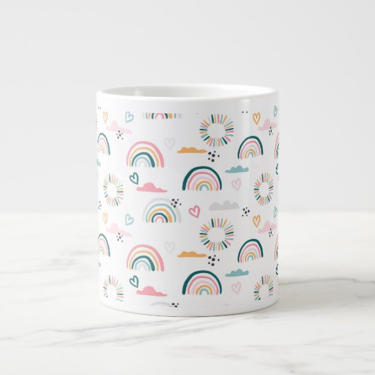 Rainbows & Herz-Muster Jumbo-Tasse (Vorderseite)