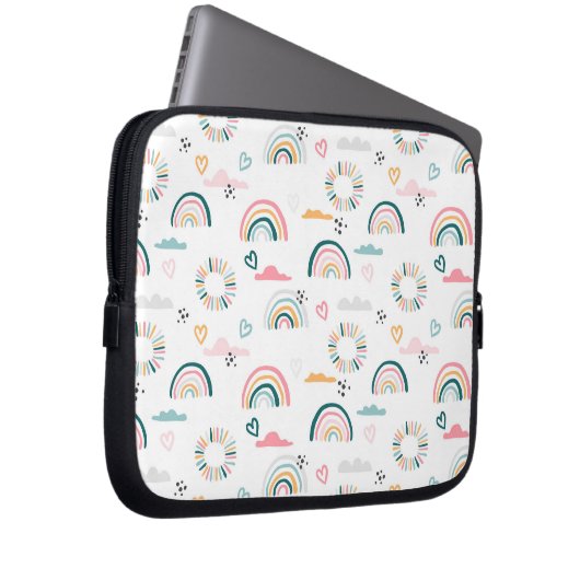 Rainbows & Herz-Muster Laptopschutzhülle (Vorne Rechts)