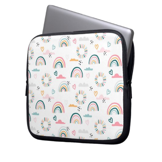 Rainbows & Herz-Muster Laptopschutzhülle (Vorderseite Links)