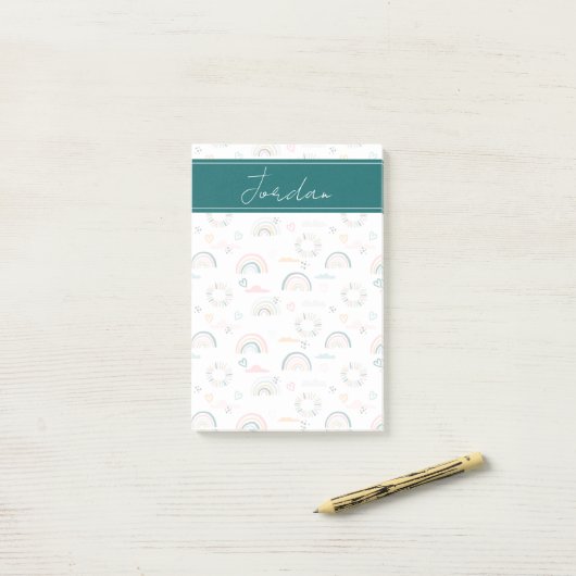 Rainbows & Herz-Muster Post-it Klebezettel (Auf Schreibtisch)