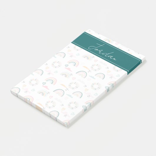 Rainbows & Herz-Muster Post-it Klebezettel (angewinkelt)