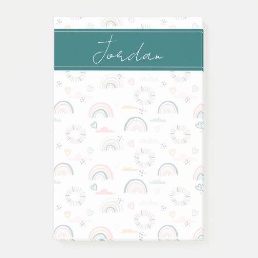 Rainbows & Herz-Muster Post-it Klebezettel (Vorderseite)