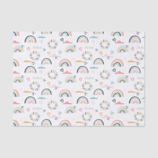 Rainbows & Herz-Muster Seidenpapier (Vorderseite)