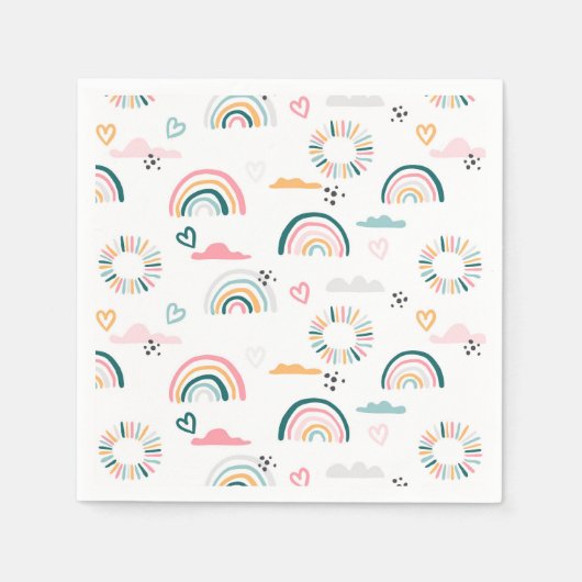 Rainbows & Herz-Muster Serviette (Vorderseite)