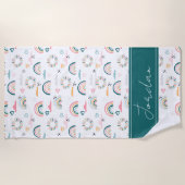 Rainbows & Herz-Muster Strandtuch (Vorderseite)