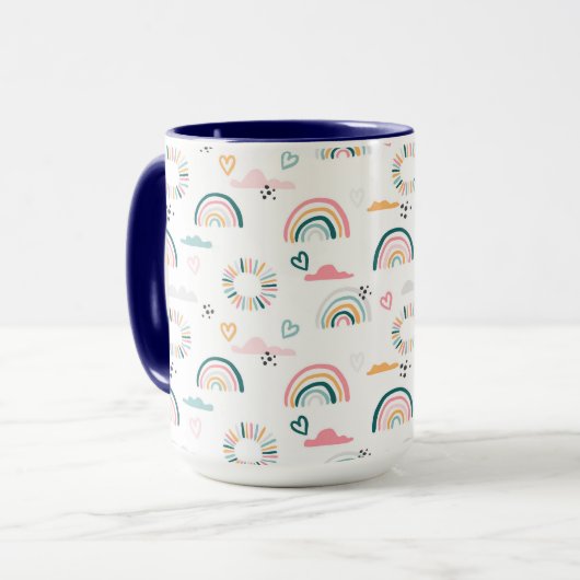 Rainbows & Herz-Muster Tasse (Vorderseite Links)