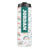 Rainbows & Herz-Muster Thermosbecher (Vorderseite)