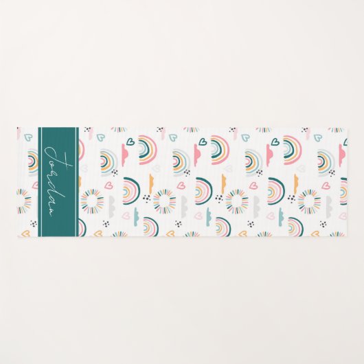 Rainbows & Herz-Muster Yogamatte (Vorderseite (Horizontal))