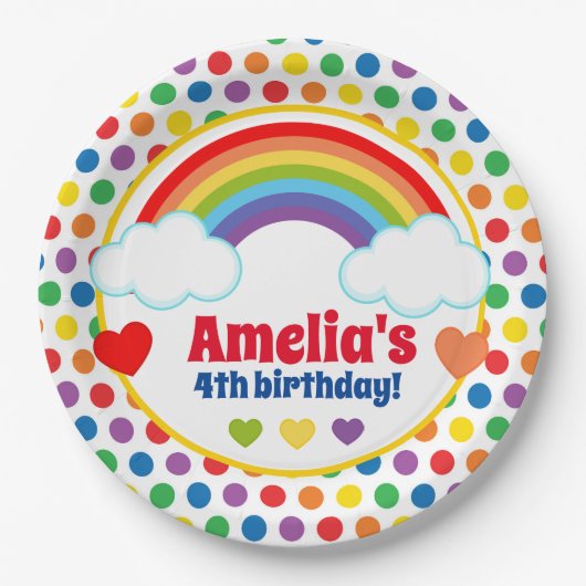 Rainbows Herz-und Dots Girls Pappteller (Vorderseite)