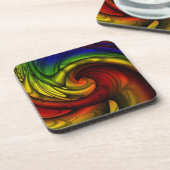 Rainbows & Honey | Rainbow Fraktal Art Getränkeuntersetzer (Linke Seite)