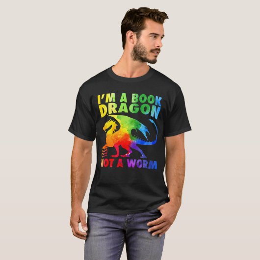 Rainbows Ich bin ein Buchdrachen, kein Wurmschwanz T-Shirt (Vorne ganz)