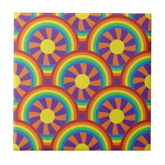 Rainbows im Stil der 70er Jahre und Muster der Sun Fliese (Vorderseite)