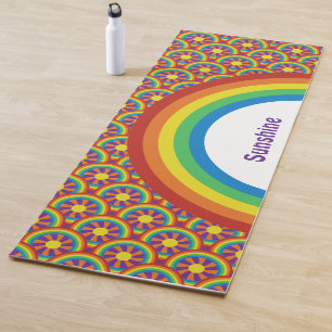 Rainbows im Stil der 70er Jahre und Muster der Sun Yogamatte
