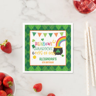 Rainbows, Kleeblatts & Pots zum Geburtstag Serviette