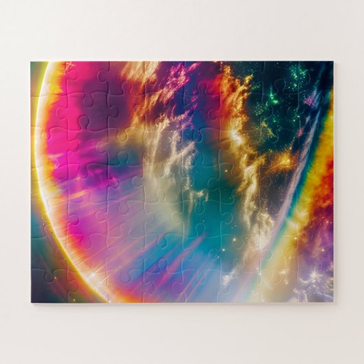 Rainbows Light Shine From Clouds in Starry Sky Puzzle (Horizontal)