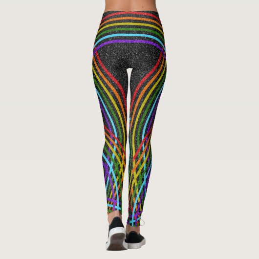Rainbows mit mehreren Glitzer, Shiny Black, LGBT P Leggings (Rückseite)