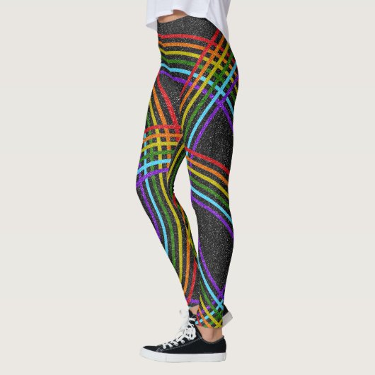 Rainbows mit mehreren Glitzer, Shiny Black, LGBT P Leggings (Links)