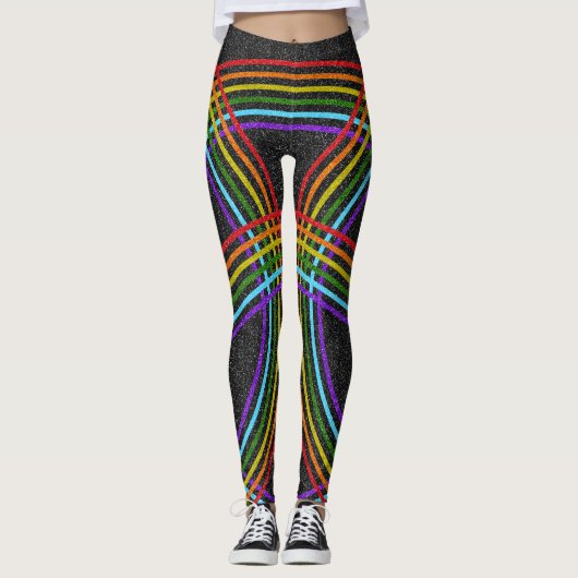 Rainbows mit mehreren Glitzer, Shiny Black, LGBT P Leggings (Vorderseite)
