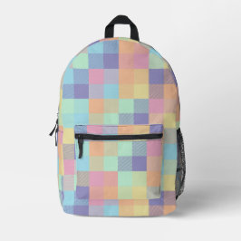 Rainbows Pastel Colors Buffalo Karo Kariert 90er Bedruckter Rucksack