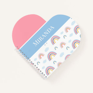 Rainbows Pink Blue Personalisiert Typografie Notizblock
