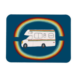 Rainbows Retro RV Whimsical Camping Motorhome Magnet