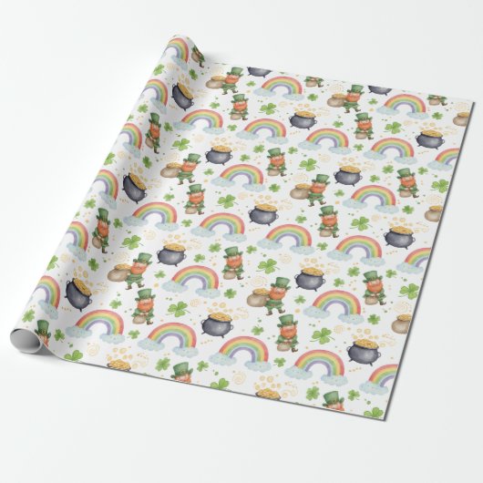 Rainbows Shamrocks Leprechauns St Patrick's Day Geschenkpapier (Ungerollt)