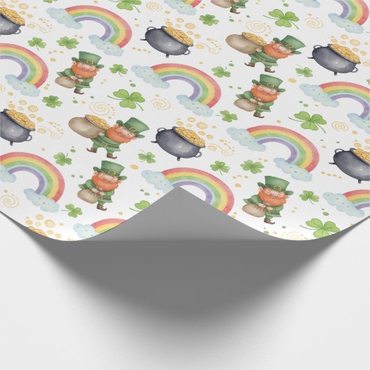 Rainbows Shamrocks Leprechauns St Patrick's Day Geschenkpapier (Ecke)