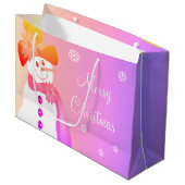 Rainbows Snowman und Schneeflocken Große Geschenktüte (Vorderseite Schrägansicht)