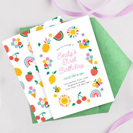 Rainbows Sunshine Party Invite, Summer Birthday Einladung