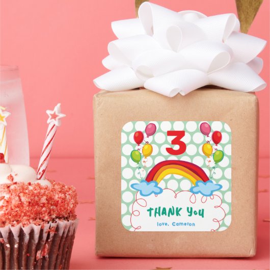 Rainbows und Balloons Kindergeistlichkeit Quadratischer Aufkleber (Party)
