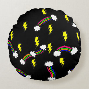 Rainbows und Blitzschrauben Doodle drucken Rundes Kissen