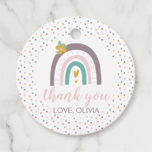 Rainbows und Blume Geburtstagsfeier Geschenkanhänger (Vorderseite)