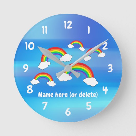 Rainbows und Clouds Acryl-Wanduhr Runde Wanduhr (Vorderseite)