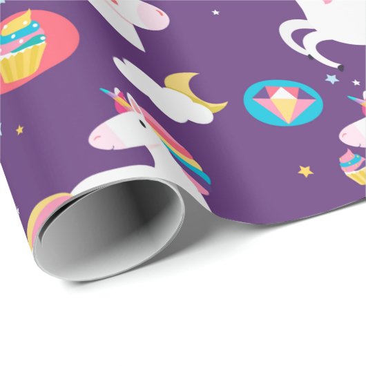 Rainbows und Einhornwickelpapier Geschenkpapier (Rolleneckpunkt)