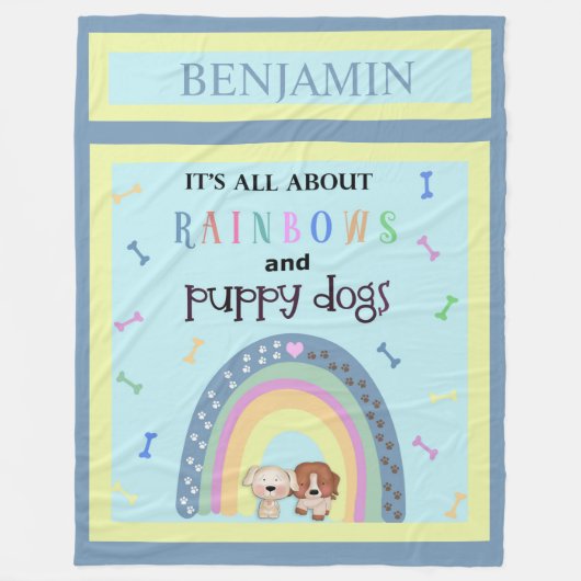 Rainbows und Hunde Niedlich Fleece Blanket (Vorderseite)