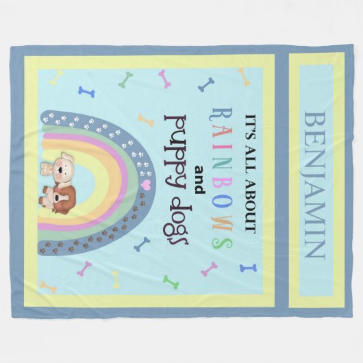 Rainbows und Hunde Niedlich Fleece Blanket (Vorderseite (Horizontal))