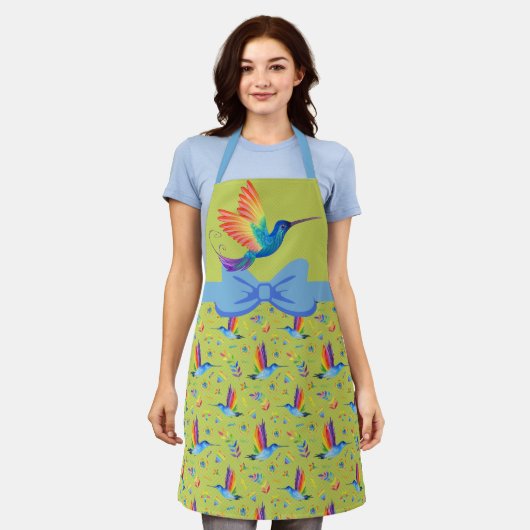 Rainbows und Liebe Humming Bird Schürze in Limon (Getragen)