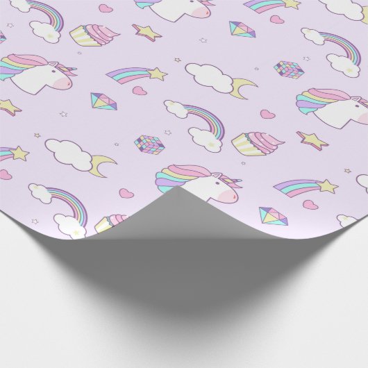 Rainbows und Unicorns Geschenkpapier (Ecke)