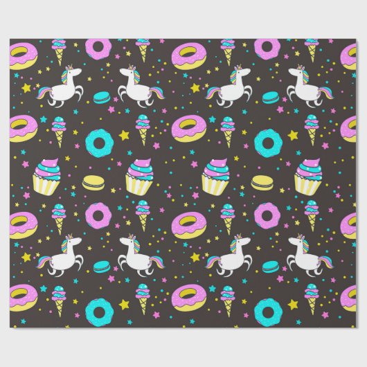 Rainbows und Unicorns Geschenkpapier (Flach)