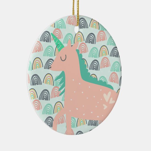 Rainbows und Unicorns Keramik Ornament (Rechts)