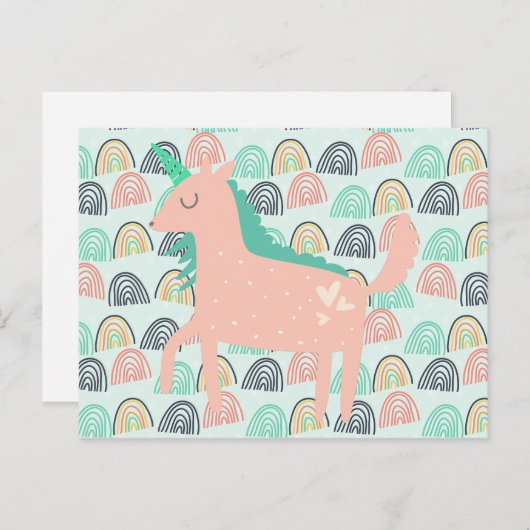 Rainbows und Unicorns Postkarte (Vorne/Hinten)