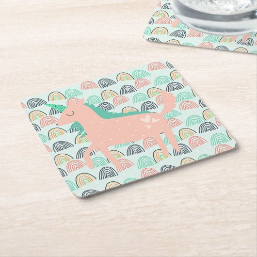 Rainbows und Unicorns Rechteckiger Pappuntersetzer (angewinkelt)