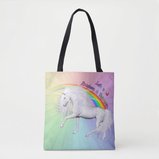 Rainbows und Unicorns Tasche (Vorderseite)