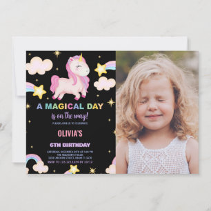 Rainbows Unicorn Geburtstag Einladung mit Foto